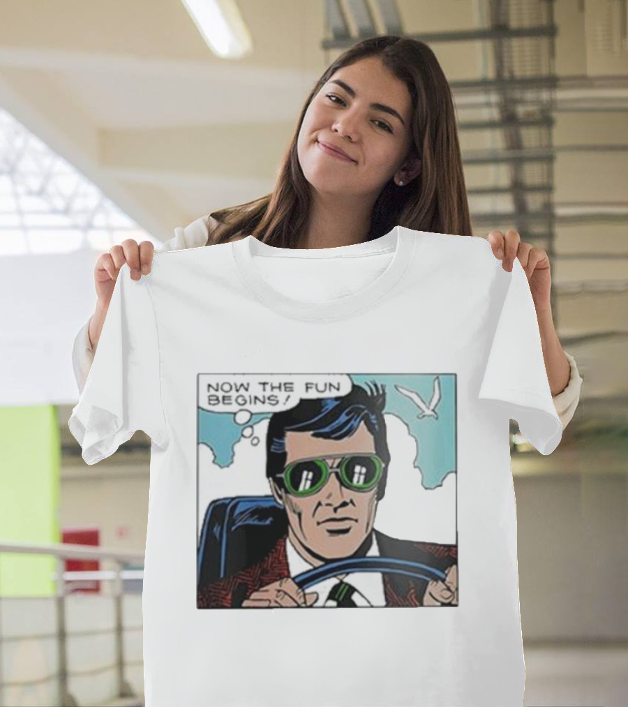 Now The Fun Begins Retro Driver Comic Panel T-Shirt