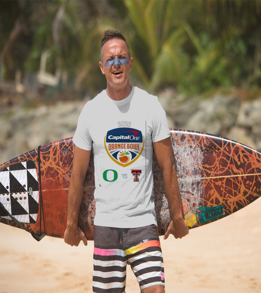 Oregon Ducks Vs Texas Tech Red Raiders 2026 Capital One Orange Bowl Matchup T-Shirt