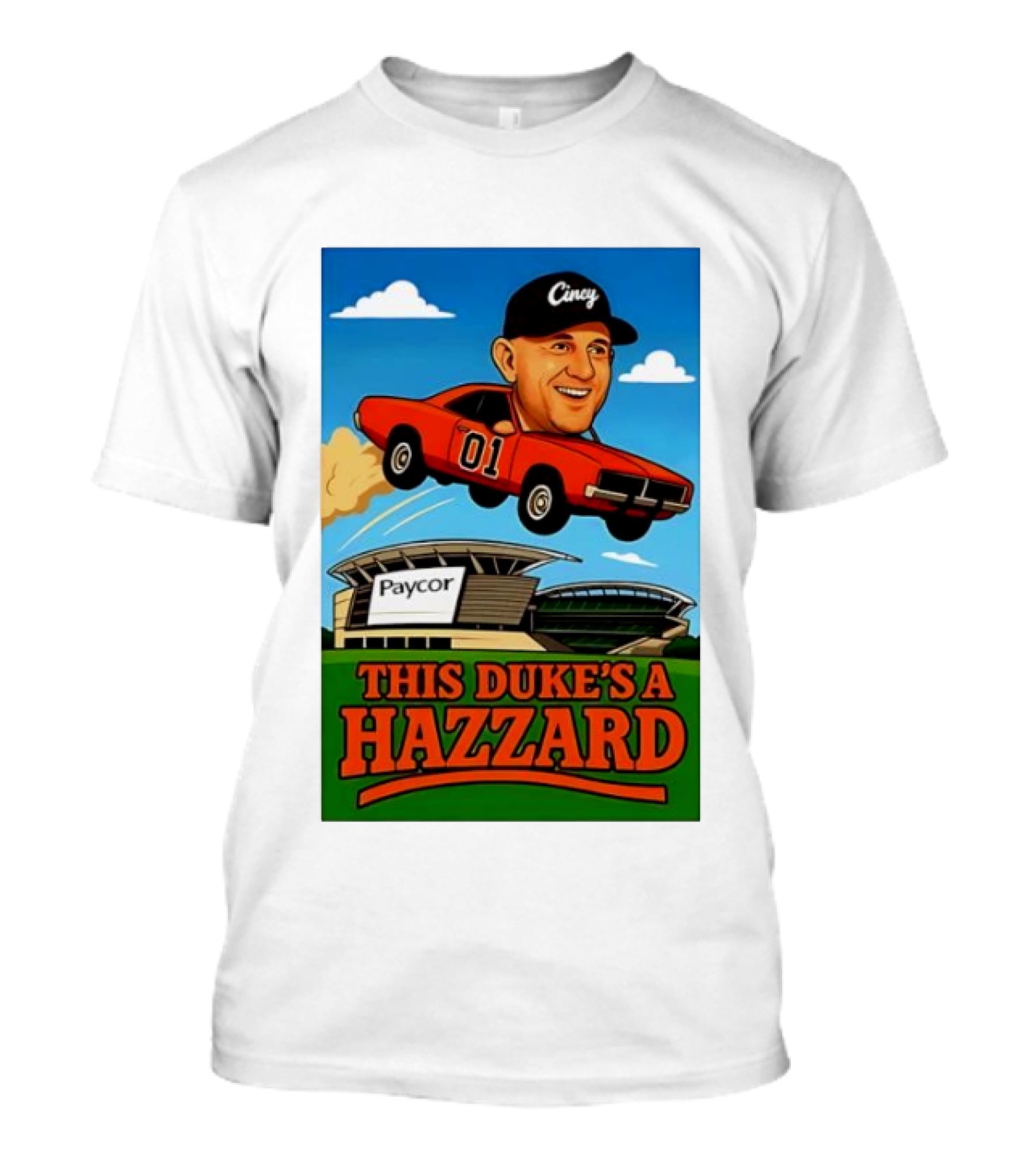 Cincy General Lee Car At Paycor Stadium This Duke's A Hazzard T-Shirt
