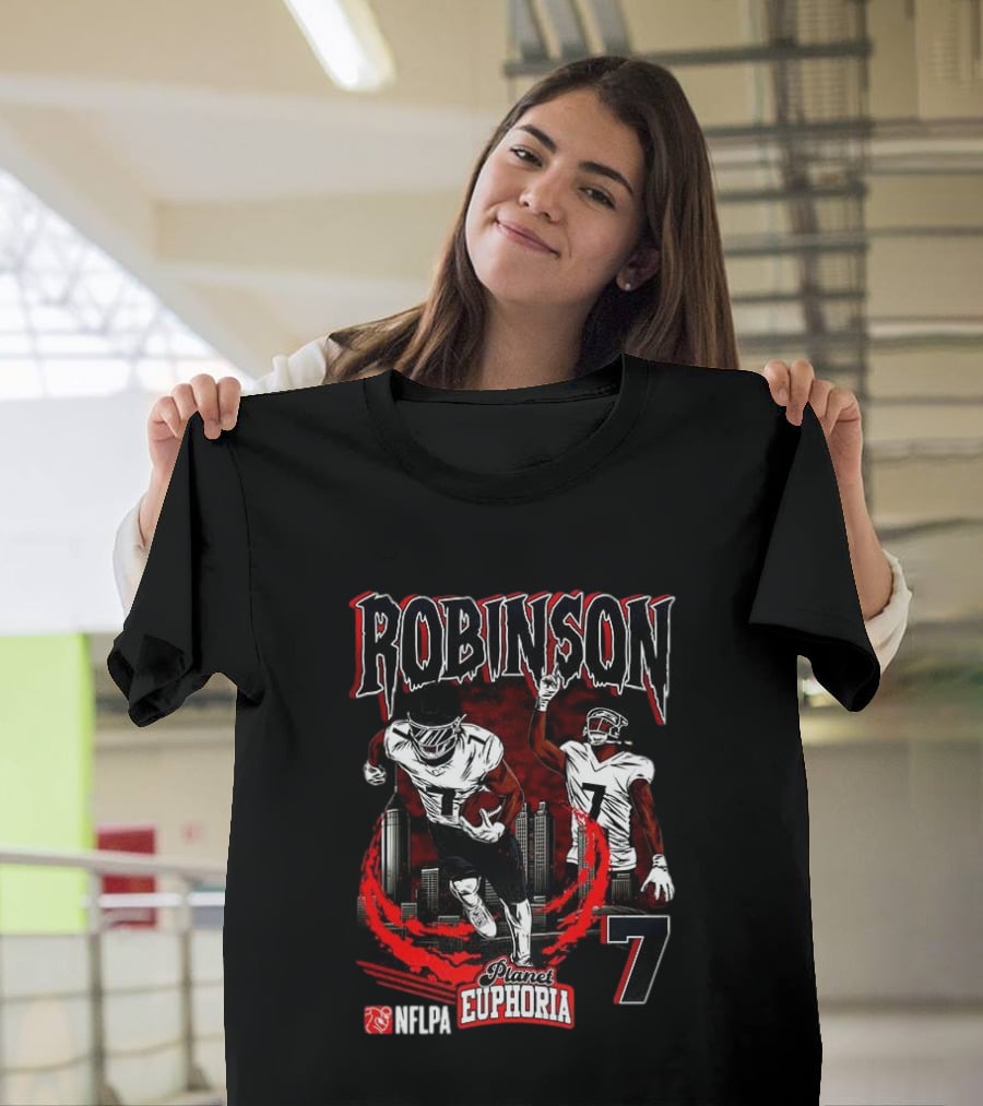 ```Bijan Robinson Atlanta Falcons Number 7 Skyline Planet Euphoria``` T-Shirt