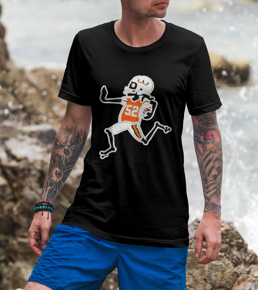 Francisco Mauigoa Skeletal 52 Miami Hurricanes Football Player T-Shirt