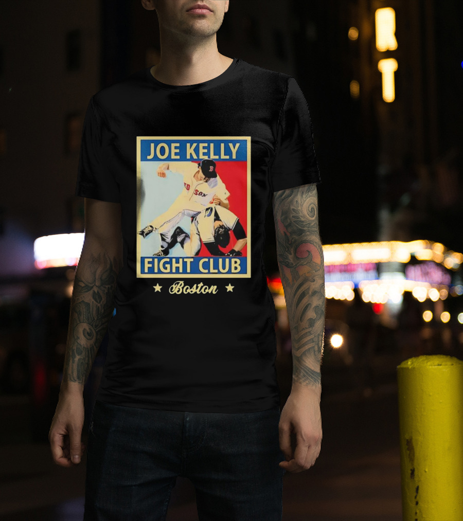Joe Kelly Fight Club Boston Red Sox Baseball Action T-Shirt