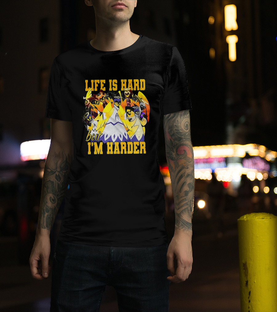 Hazbin Hotel Life Is Hard But I'm Harder Yellow Characters T-Shirt