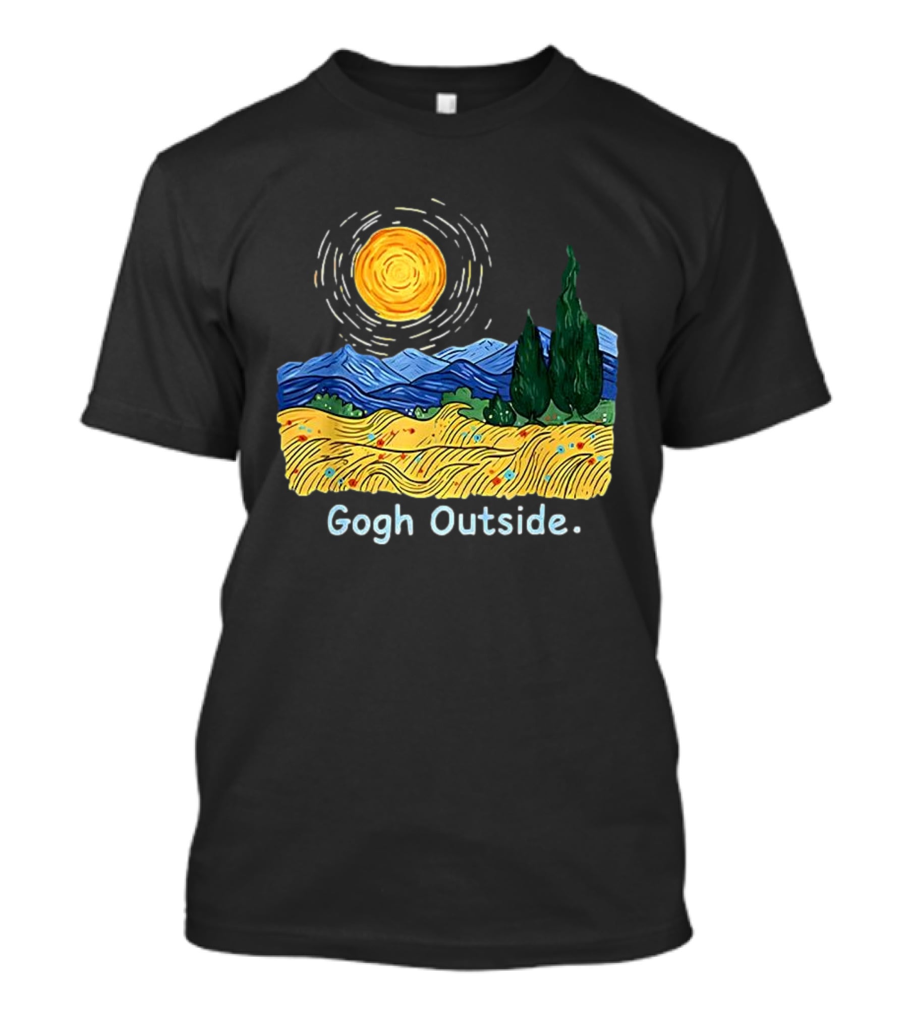 Gogh Outside Starry Night Sun Landscape T-Shirt