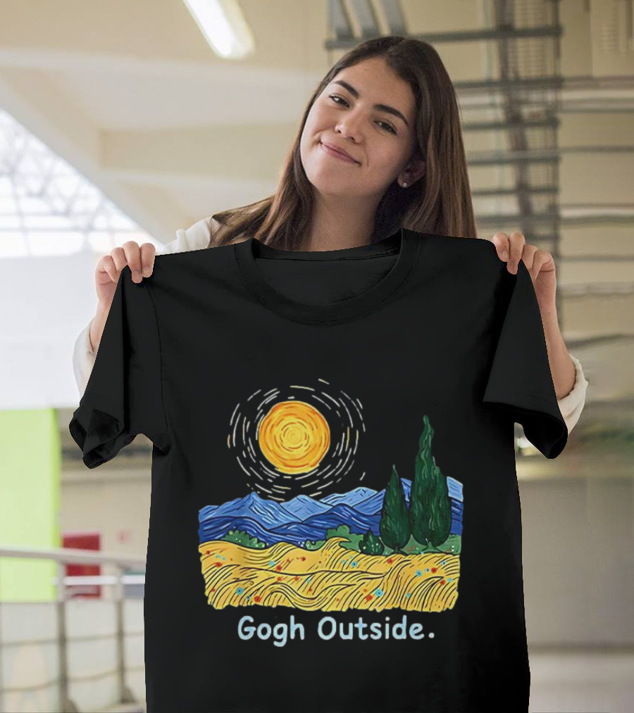 Gogh Outside Starry Night Sun Landscape T-Shirt