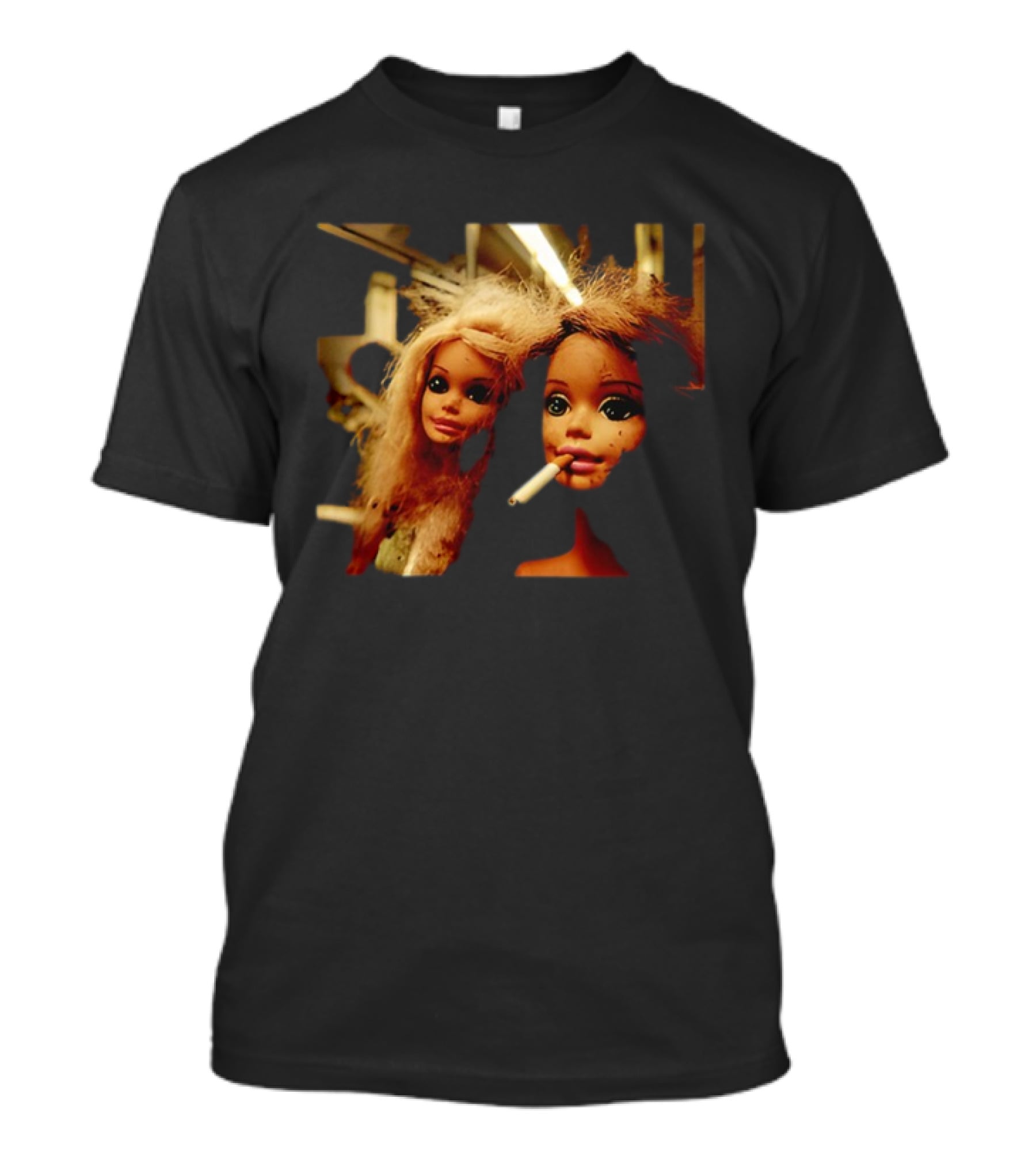 Distressed Dolls With Cigarette Urban Aesthetic T-Shirt