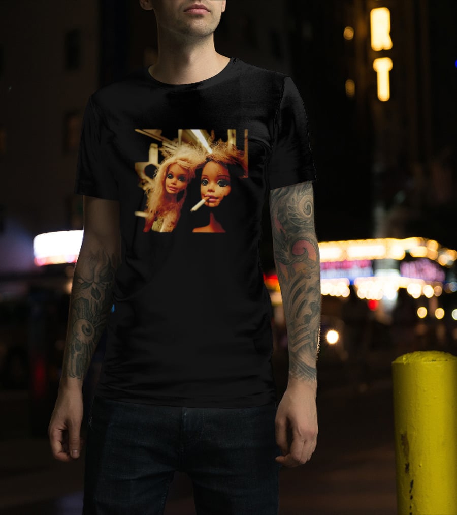 Distressed Dolls With Cigarette Urban Aesthetic T-Shirt