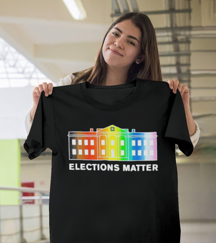 Elections Matter Human Rights Campaign Rainbow White House T-Shirt