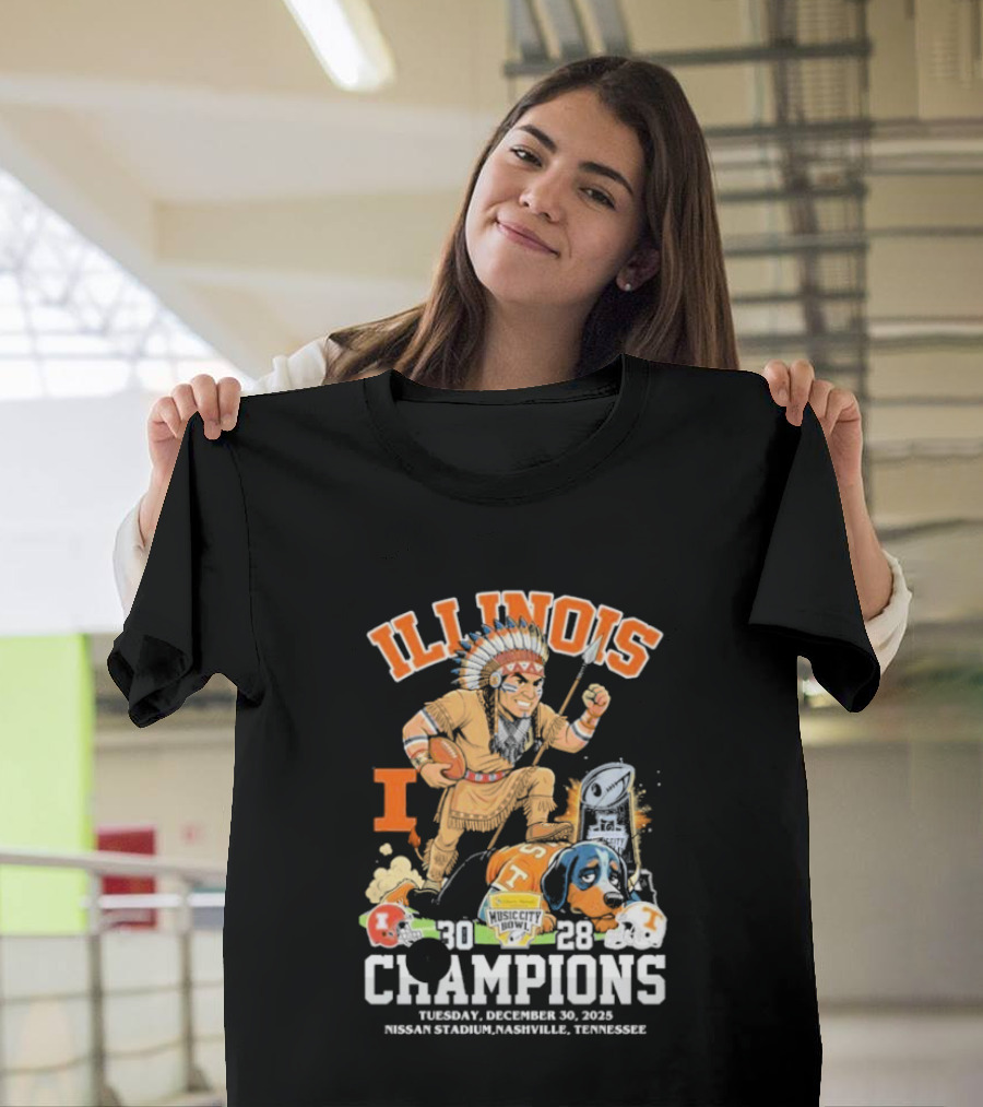Illinois Fighting Illini Music City Bowl 2025 Champions December 30 Nashville 30 28 Score T-Shirt
