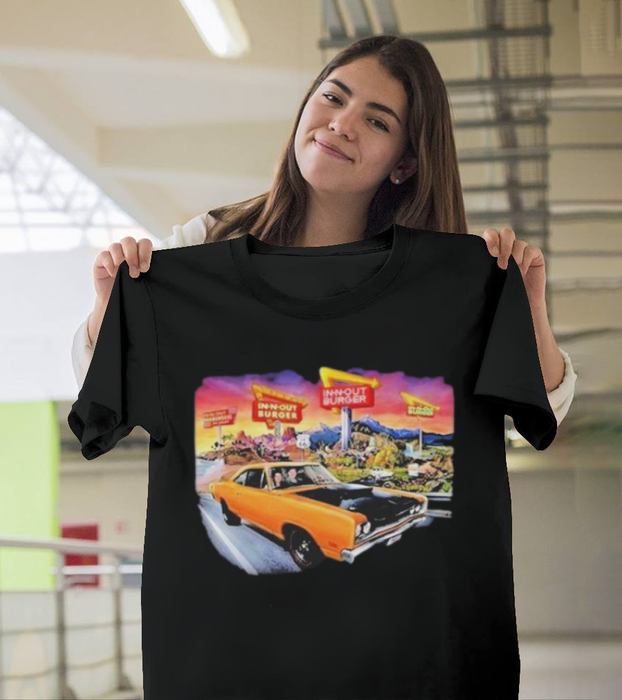 In N Out Burger Road Trip Classic Car Sunset Adventure 2026 T-Shirt