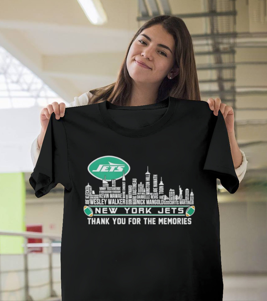 New York Jets Skyline Thank You For The Memories Football T-Shirt
