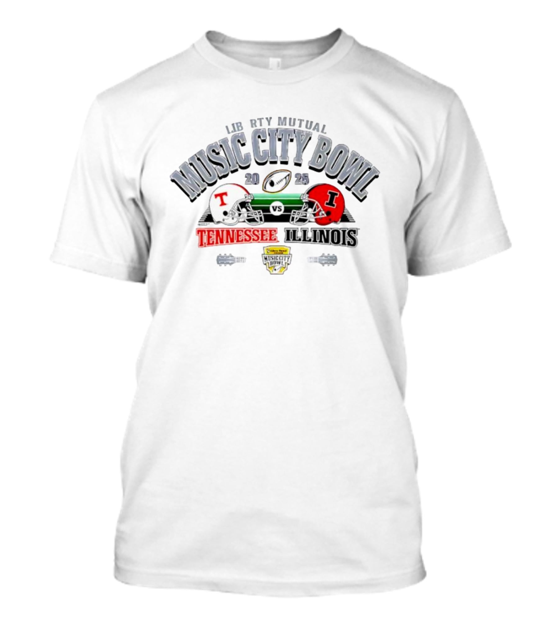 2025 Liberty Mutual Music City Bowl Tennessee Vols Vs Illinois Fighting Illini Football Helmets Matchup T-Shirt