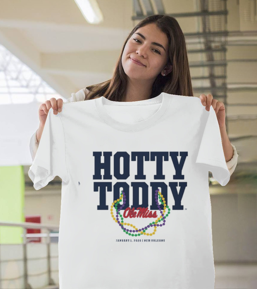 Hotty Toddy Ole Miss January 1st 2026 New Orleans Mardi Gras Beads T-Shirt