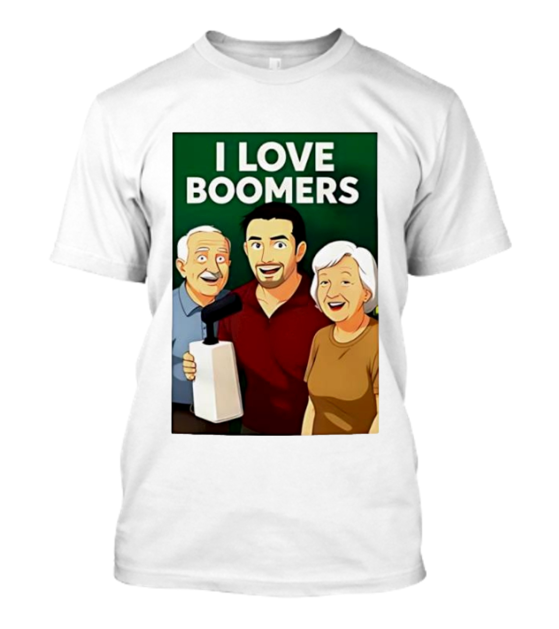 I Love Boomers Family Cartoon Style Nostalgic Humor T-Shirt