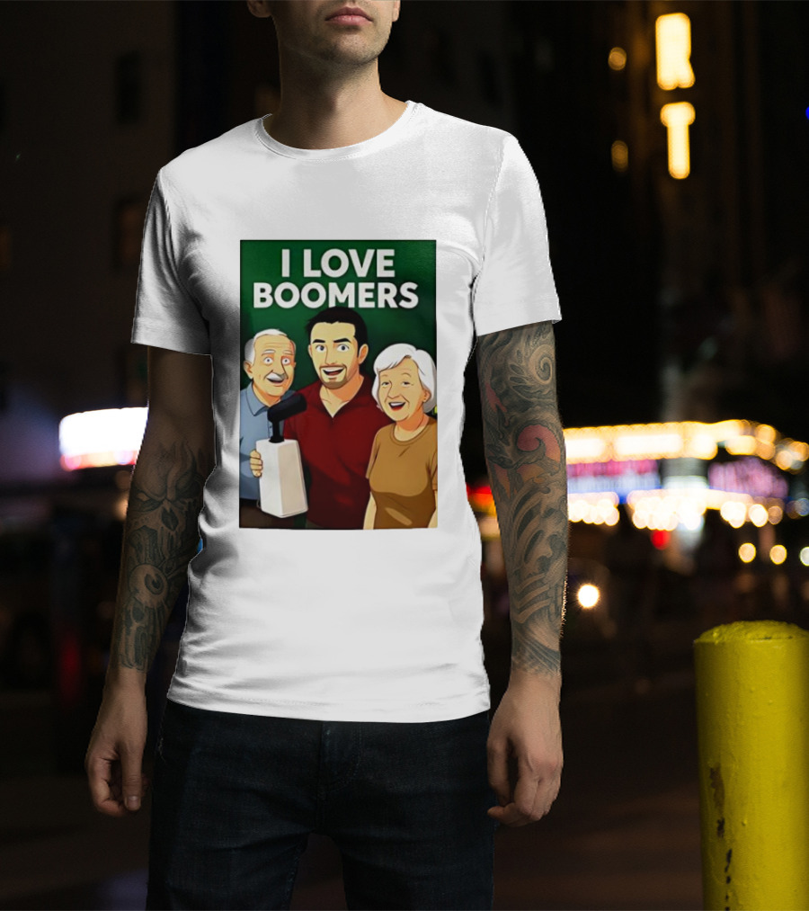 I Love Boomers Family Cartoon Style Nostalgic Humor T-Shirt