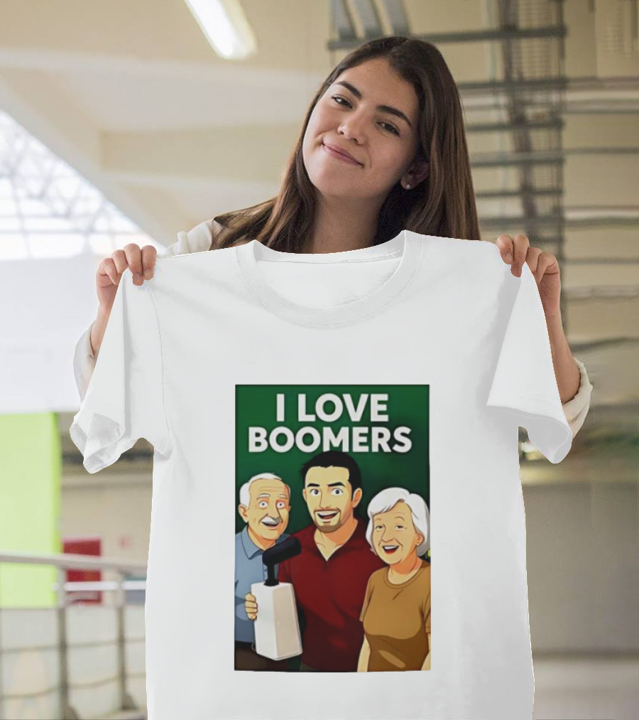 I Love Boomers Family Cartoon Style Nostalgic Humor T-Shirt