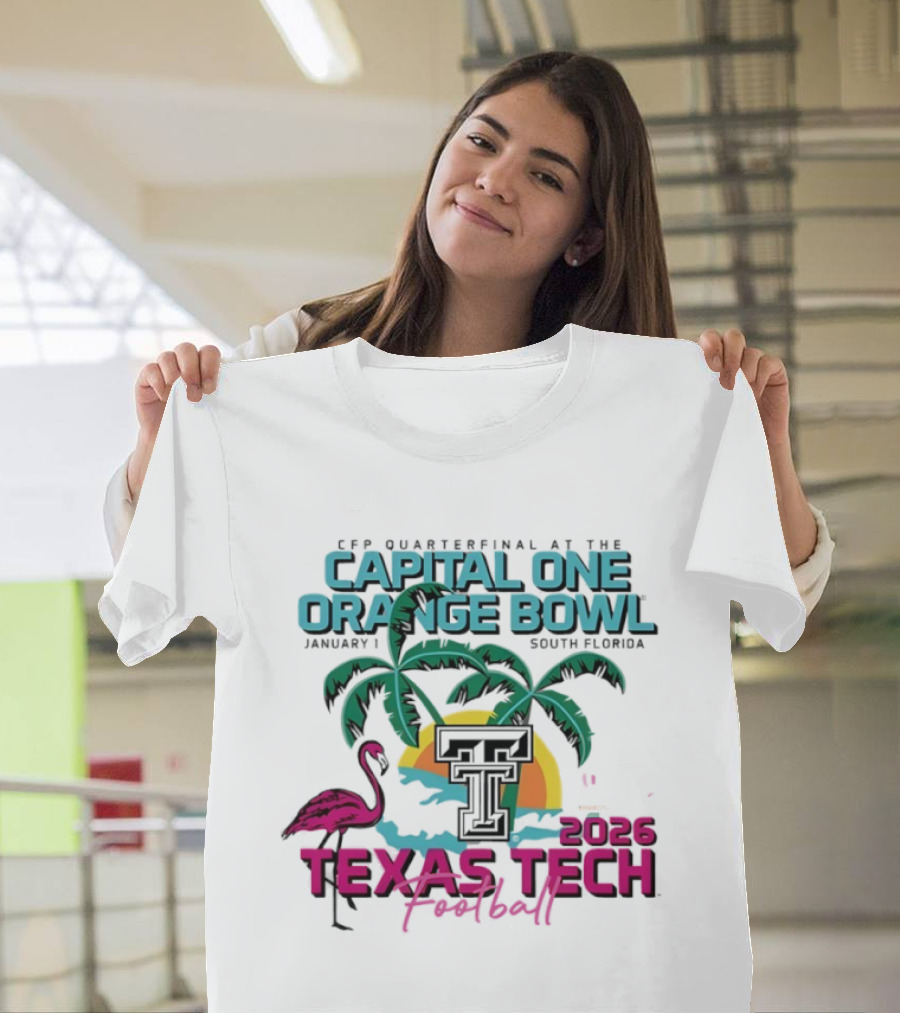 Capital One Orange Bowl Texas Tech Football 2026 Palm Sunset Flamingo T-Shirt