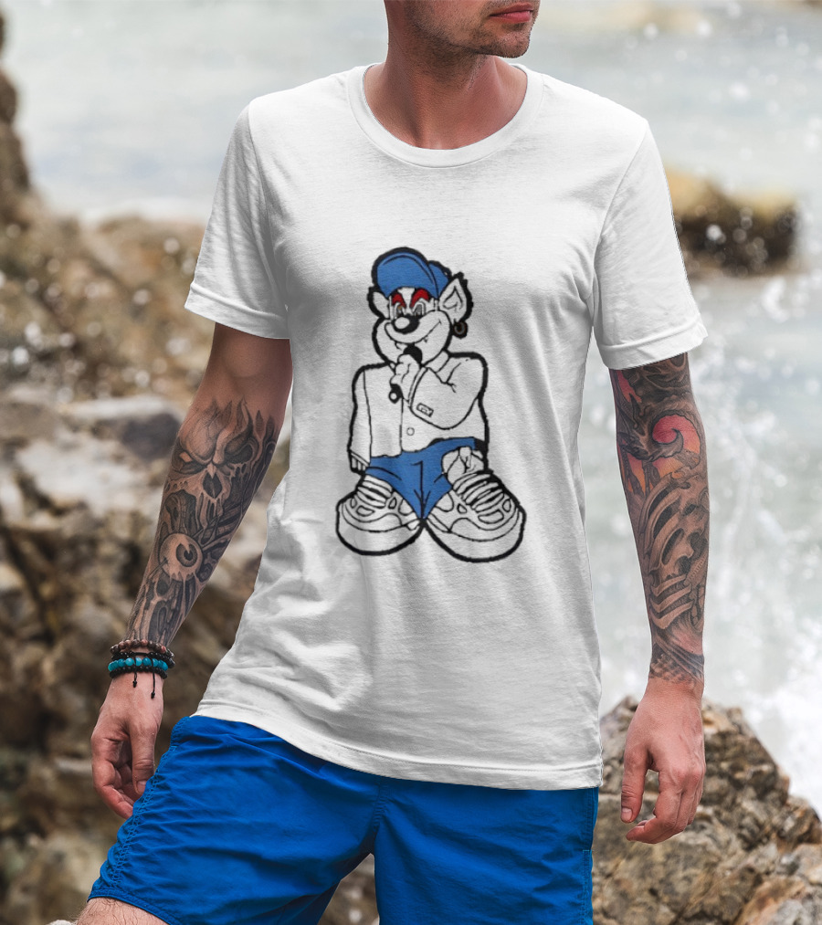 Travis Kelce Cartoon Bear Streetwear Charm Blue Cap Hip Hop T-Shirt