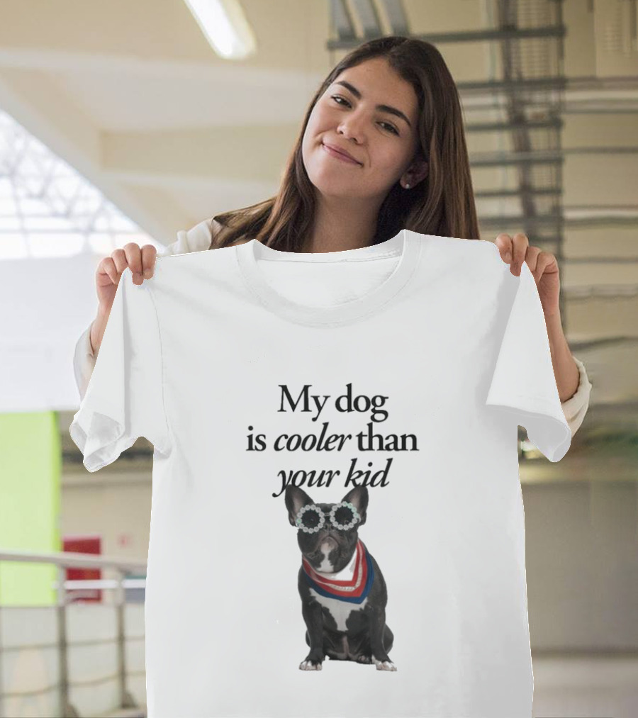 My Dog Is Cooler Than Your Kid Bulldog Bandana USA T-Shirt