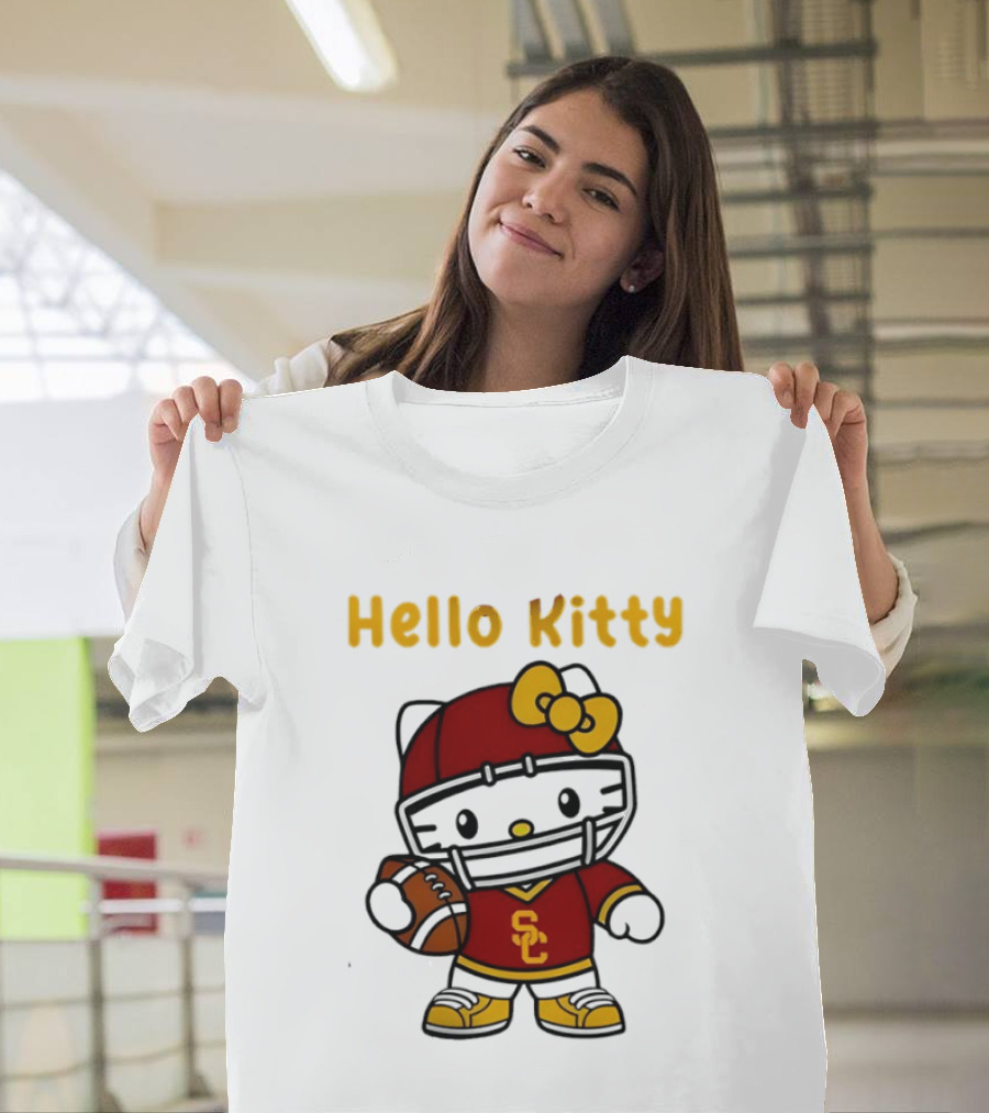 USC Trojans X Hello Kitty Football Fan Collaboration T-Shirt