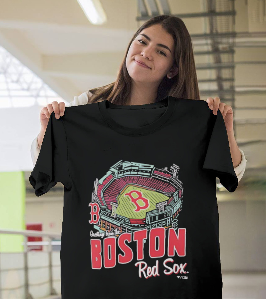 Boston Red Sox Fenway Park Stadium Graphic B Fan Merch Navy T-Shirt