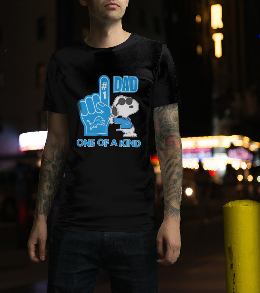 Detroit Lions Snoopy #1 Dad One Of A Kind T-Shirt