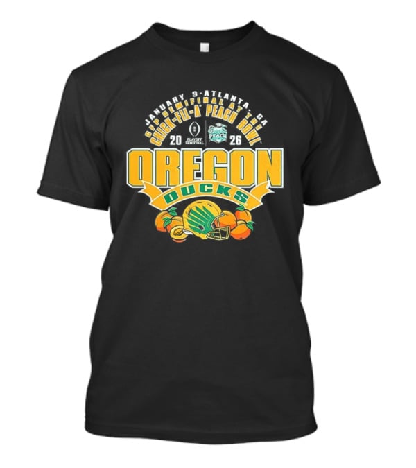 Oregon Ducks NCAA CFP Semifinal Chick Fil A Peach Bowl 2026 Helmet Peaches T-Shirt
