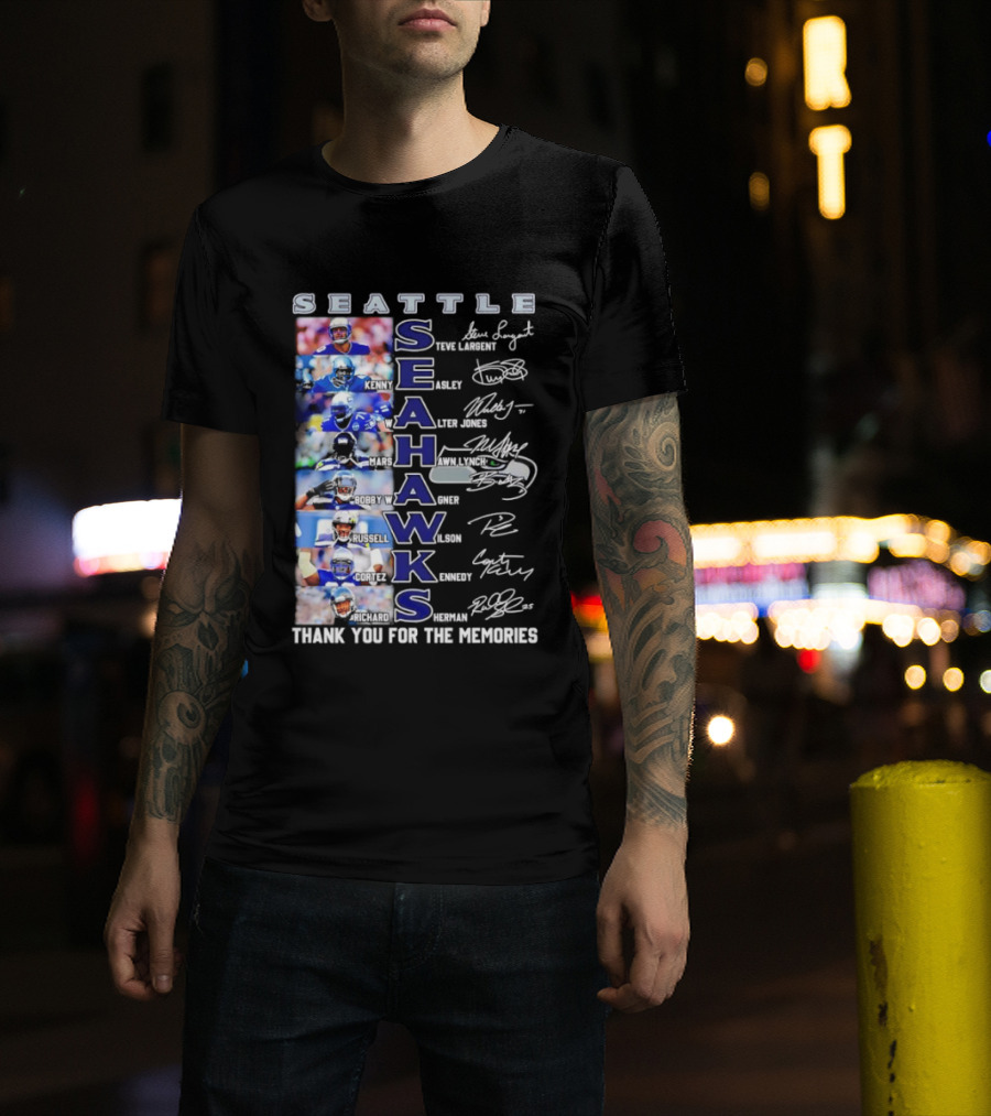 Seattle Seahawks Players Signature Thank You For The Memories T-Shirt