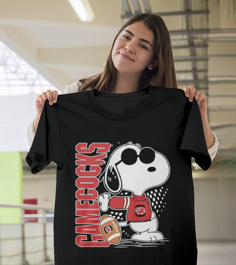 Snoopy Joe Cool University Of South Carolina Gamecocks Football T-Shirt