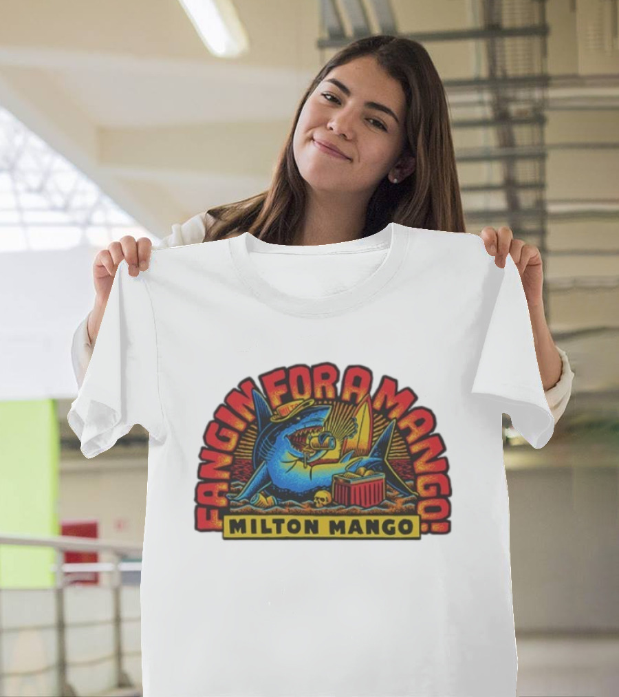Victor Bravo's Fangin' For A Milton Mango Surfing Shark With Tropical Vibes T-Shirt