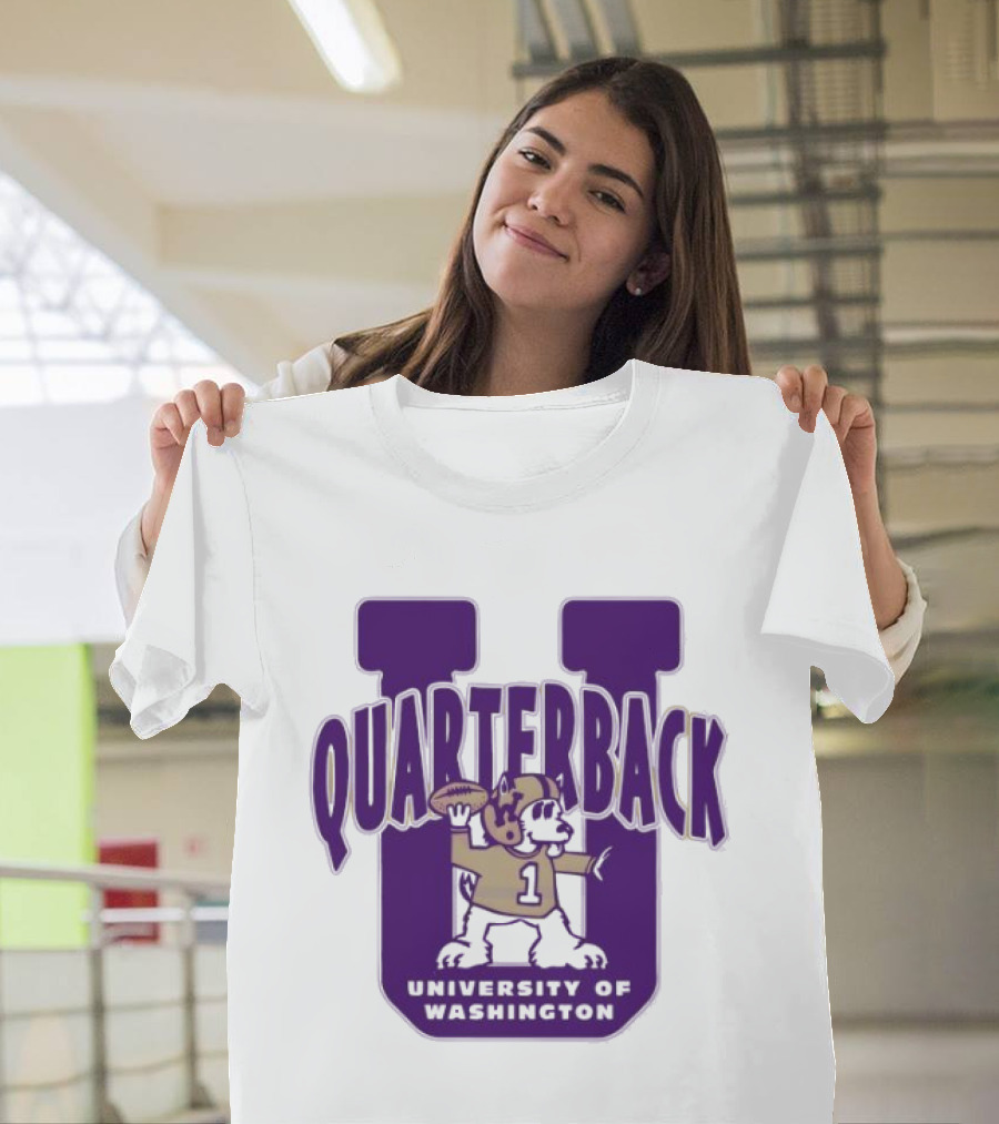 University Of Washington Huskies Quarterback U Mascot Football T-Shirt