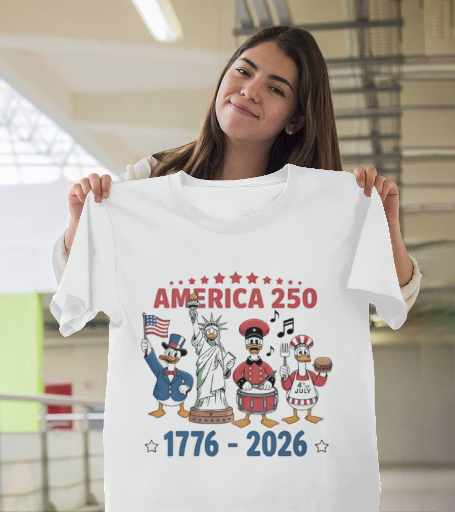 America 250 Cartoon Goose 1776 2026 Statue Liberty Celebration T-Shirt