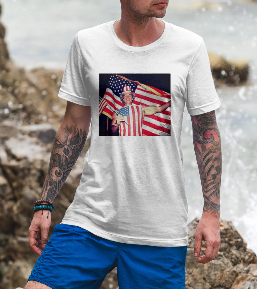 Arnold Schwarzenegger 1983 US Citizenship American Flag Celebration T-Shirt
