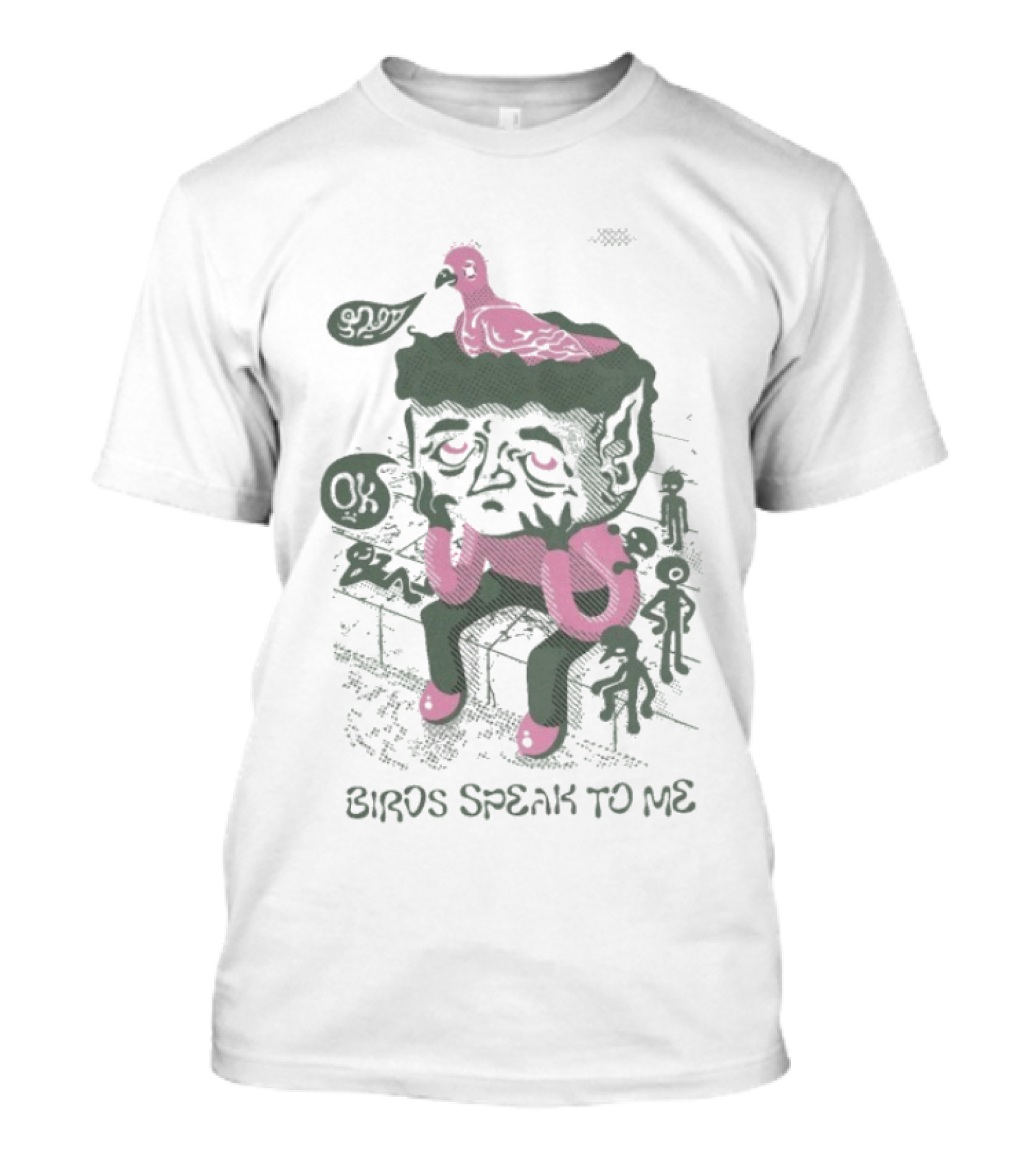 Birds Speak To Me Creature With Pink Birds And Speech Bubbles T-Shirt