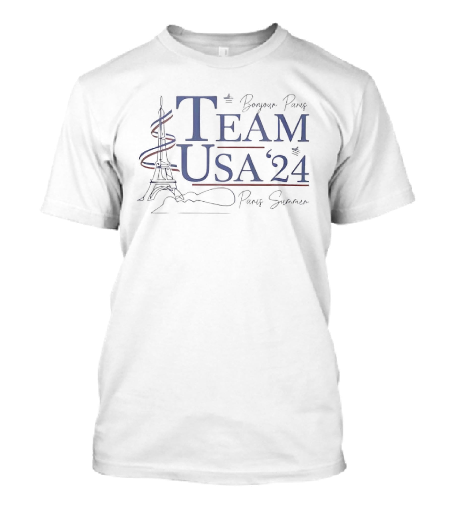 Bonjour Paris Team USA '24 Eiffel Tower Paris Summer T-Shirt