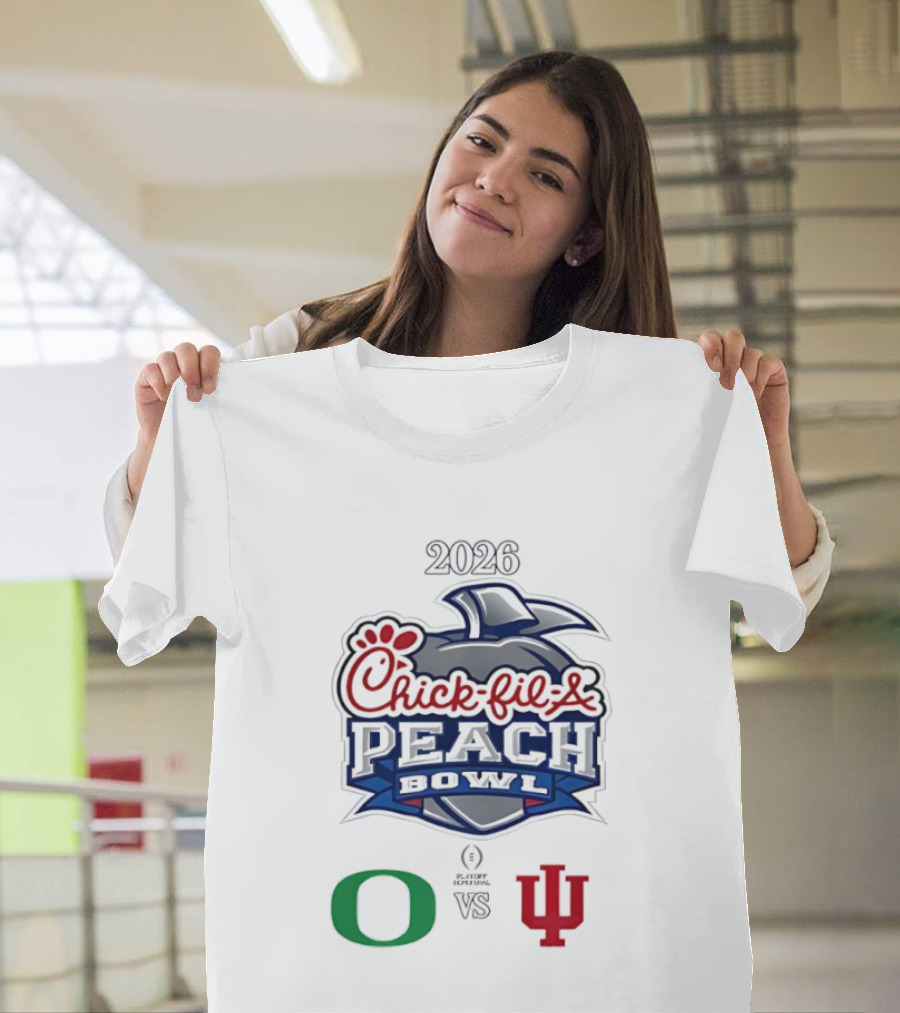 2026 Chick Fil A Peach Bowl Oregon Ducks Vs Indiana Hoosiers T-Shirt