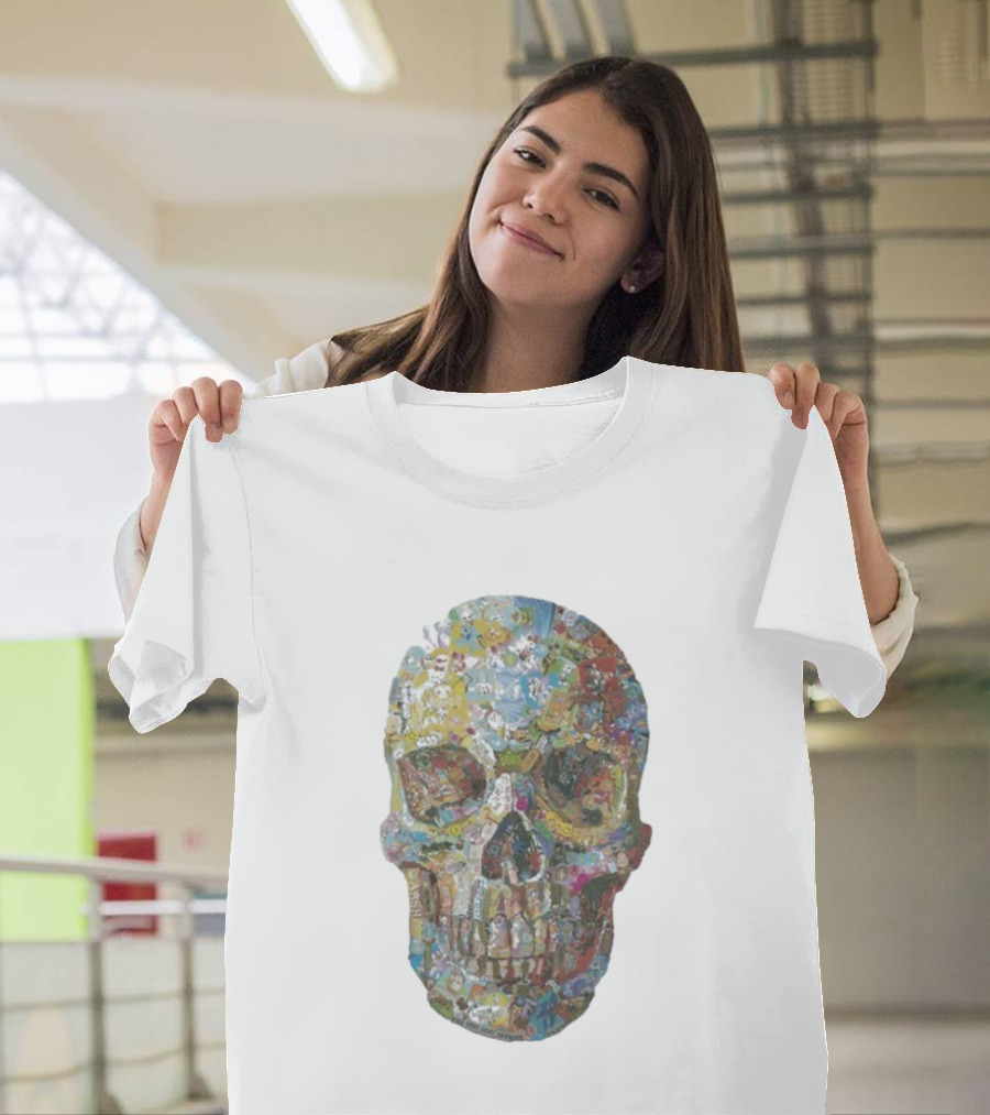 Noah Scalin Still Life Skull Collage Of Popular Culture T-Shirt