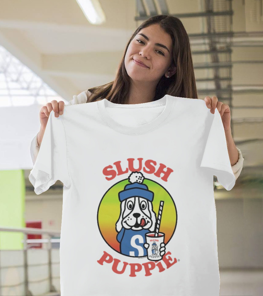 Slush Puppie Cartoon Dog With Cup And Straw Iconic T-Shirt