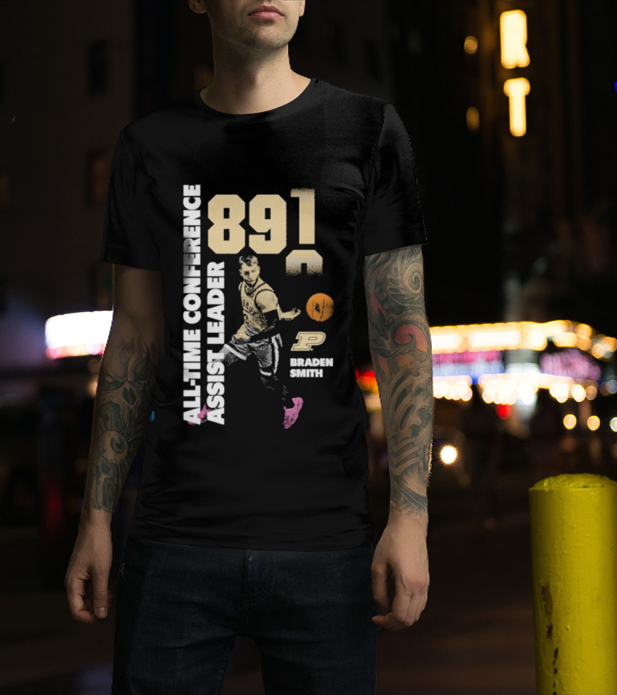 Braden Smith 891 All Time Conference Assist Leader Purdue Boilermakers T-Shirt