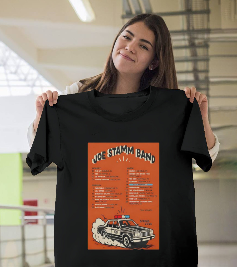 Joe Stamm Band Spring 2026 Tour Dates With Vintage Police Car T-Shirt