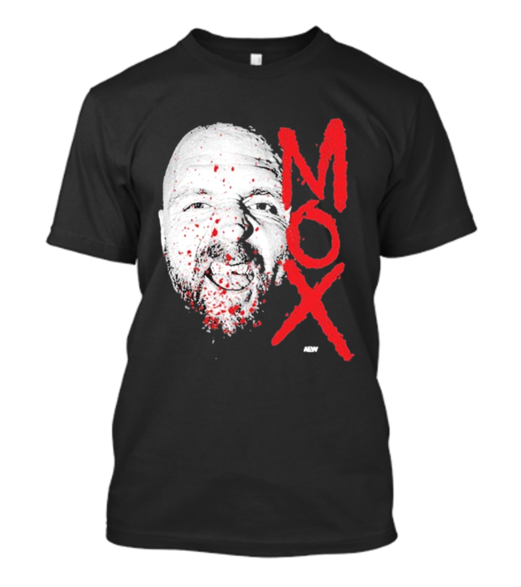 Moxley Big Head Mox Text Blood Splatter T-Shirt