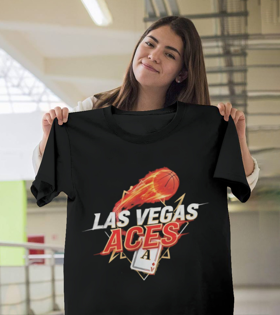 Las Vegas Aces Basketball Flaming Ball Ace Card WNBA T-Shirt