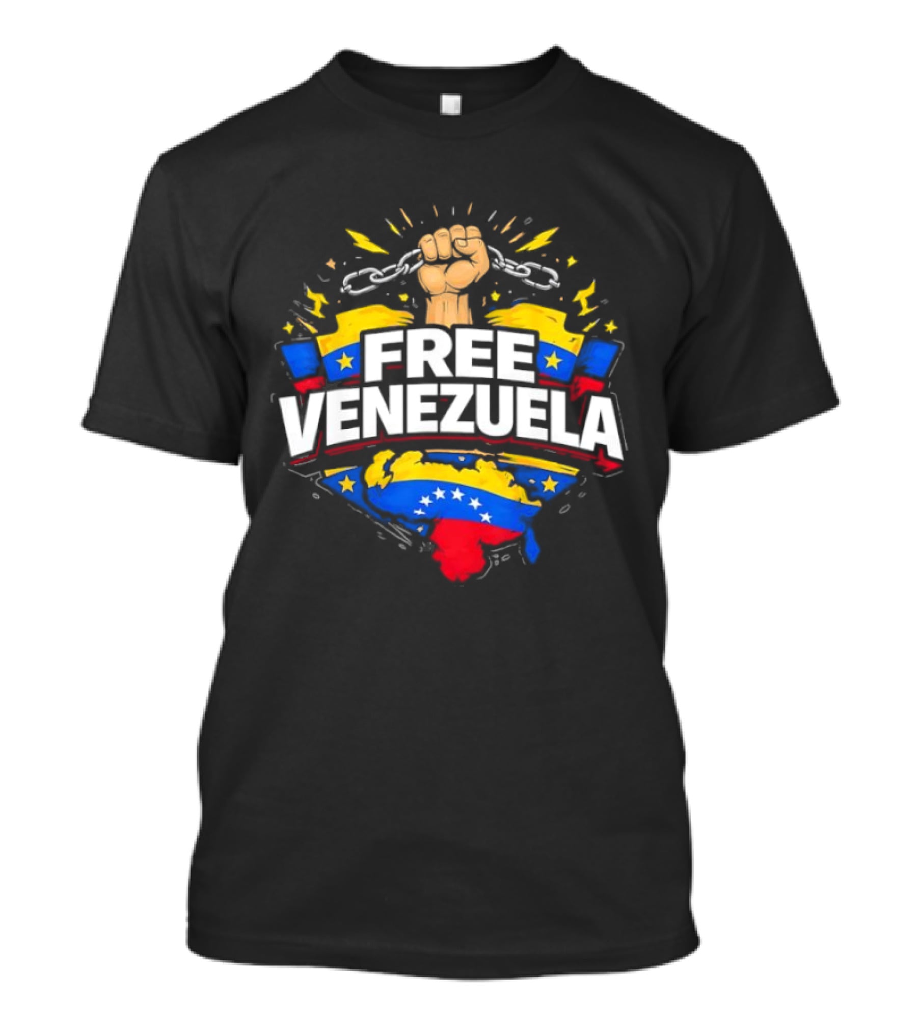 Free Venezuela With Broken Chains And National Colors Symbolic Image T-Shirt