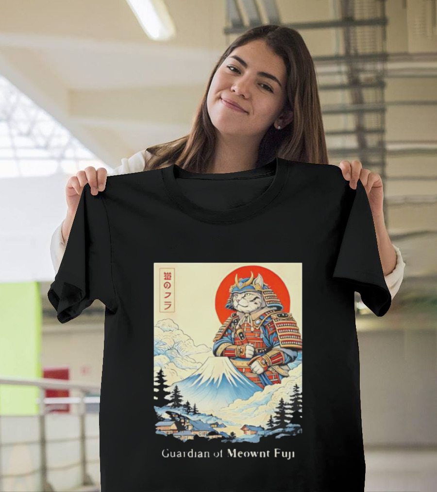 Guardian Of Meownt Fuji Samurai Cat Japanese T-Shirt