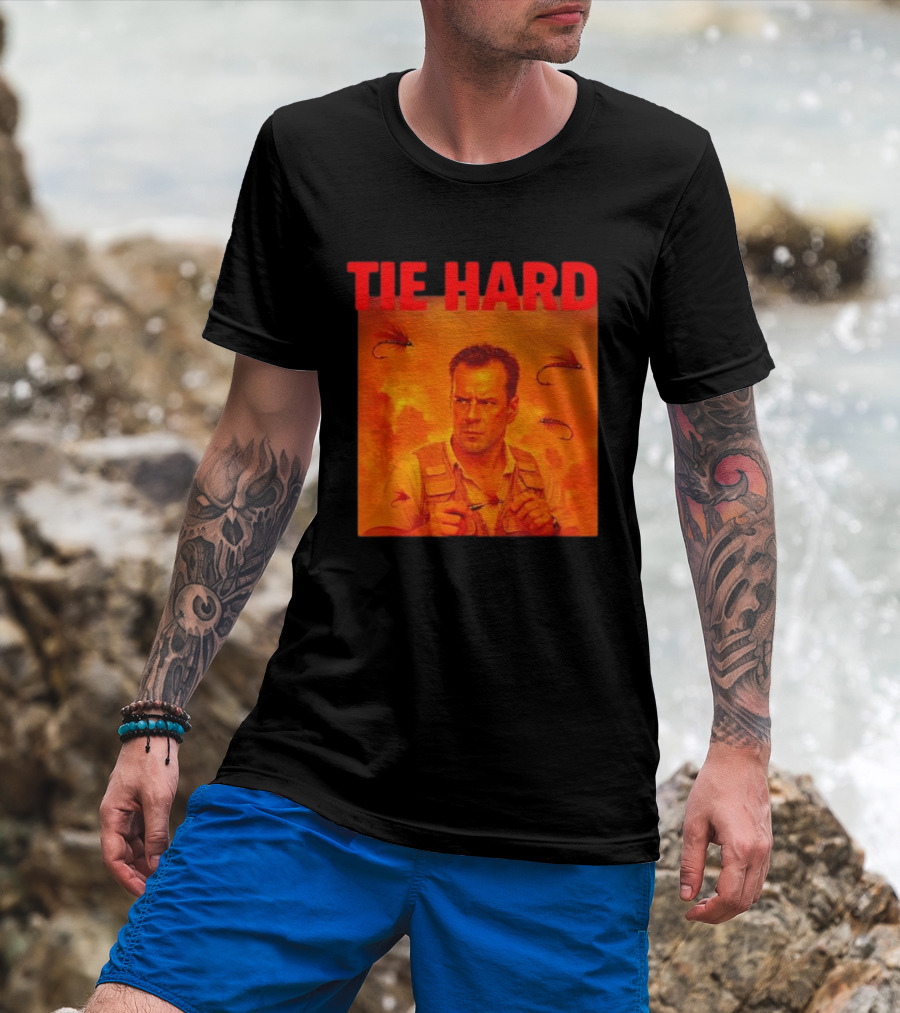 TIE HARD Fly Fisherman Action Hero T-Shirt