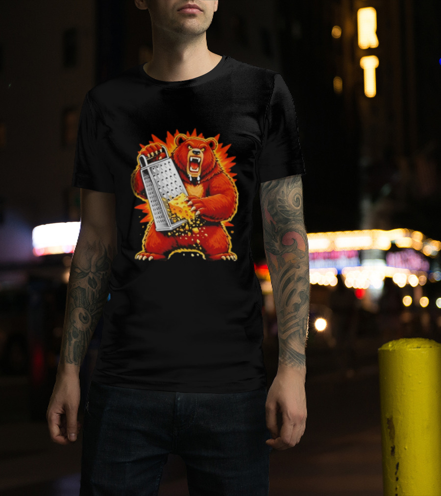 Angry Bear Grating Cheese Grater Hater Fierce Cheese Grating Bear T-Shirt