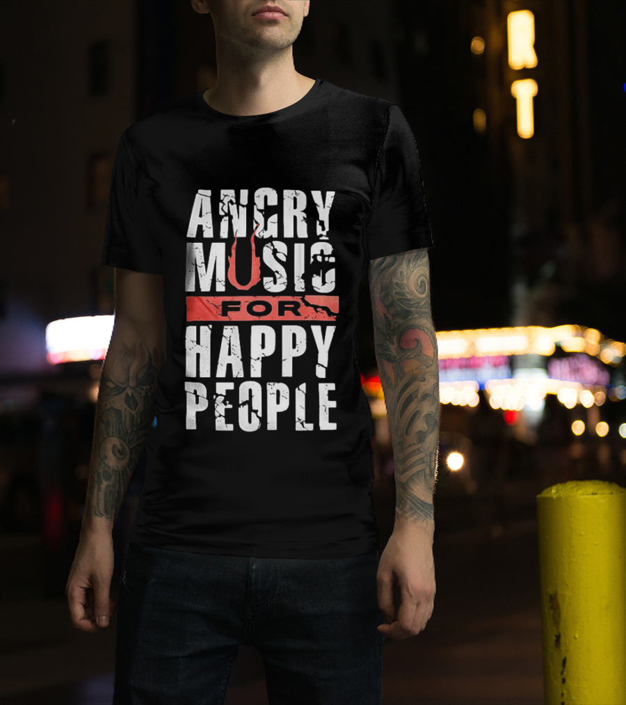 Angry Music For Happy People Red Lightning Bold T-Shirt