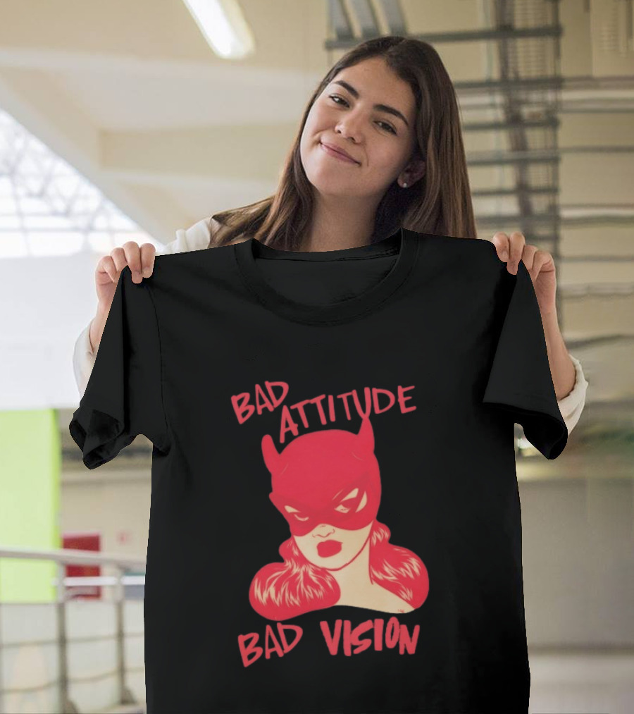 Bad Attitude Bad Vision HDZ Retro Comic Style Masked Woman T-Shirt
