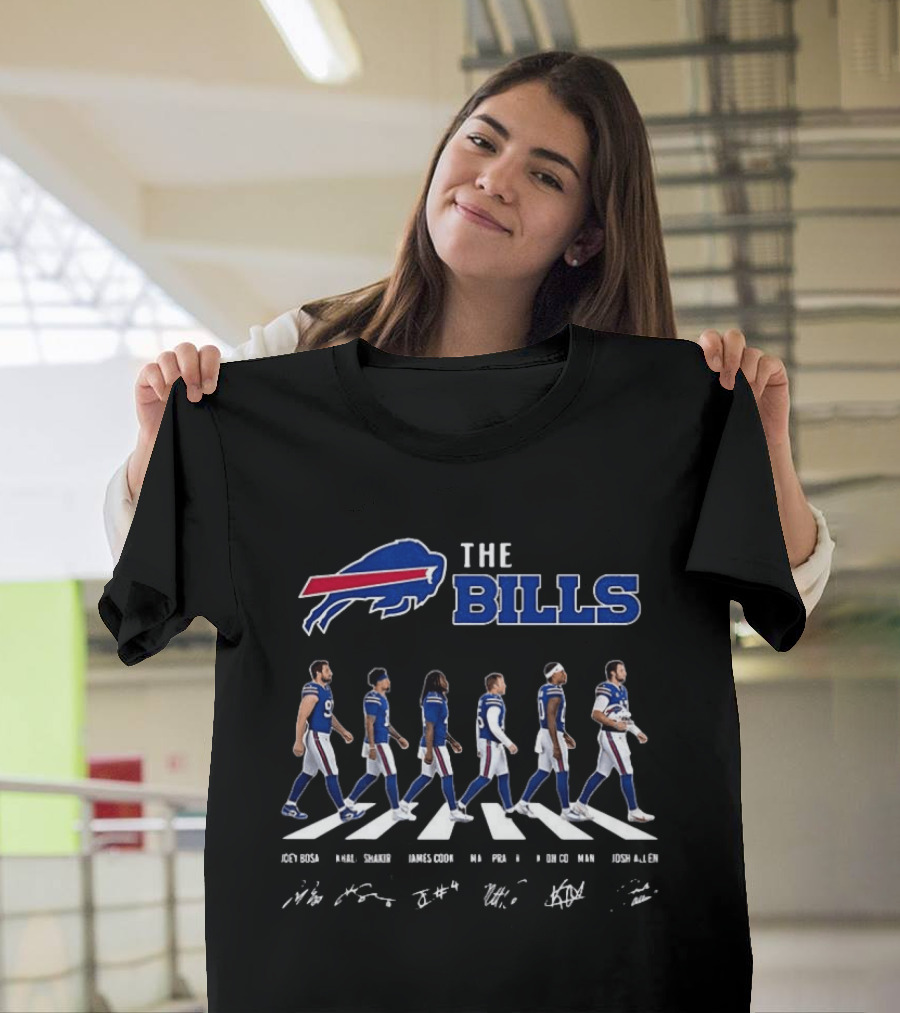 Buffalo Bills Player Abbey Road Crossing With Signatures T-Shirt