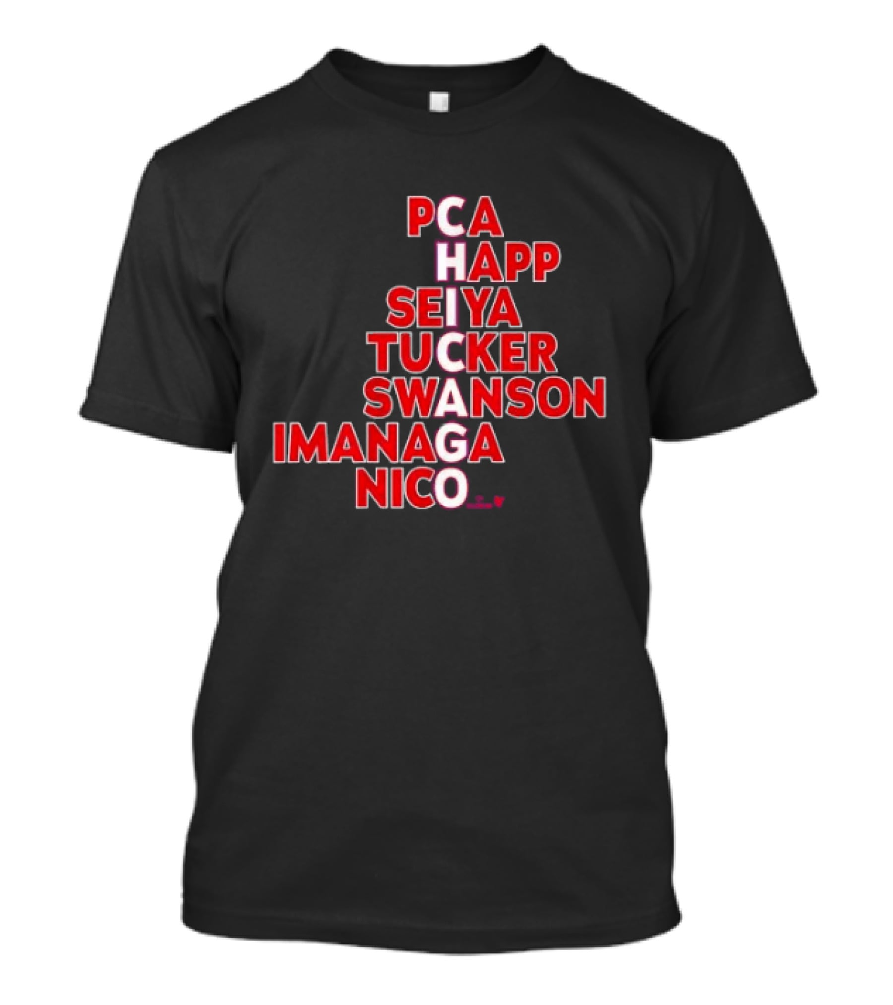 PCA Happ Seiya Tucker Swanson Imanaga Nico Chicago Bulls T-Shirt